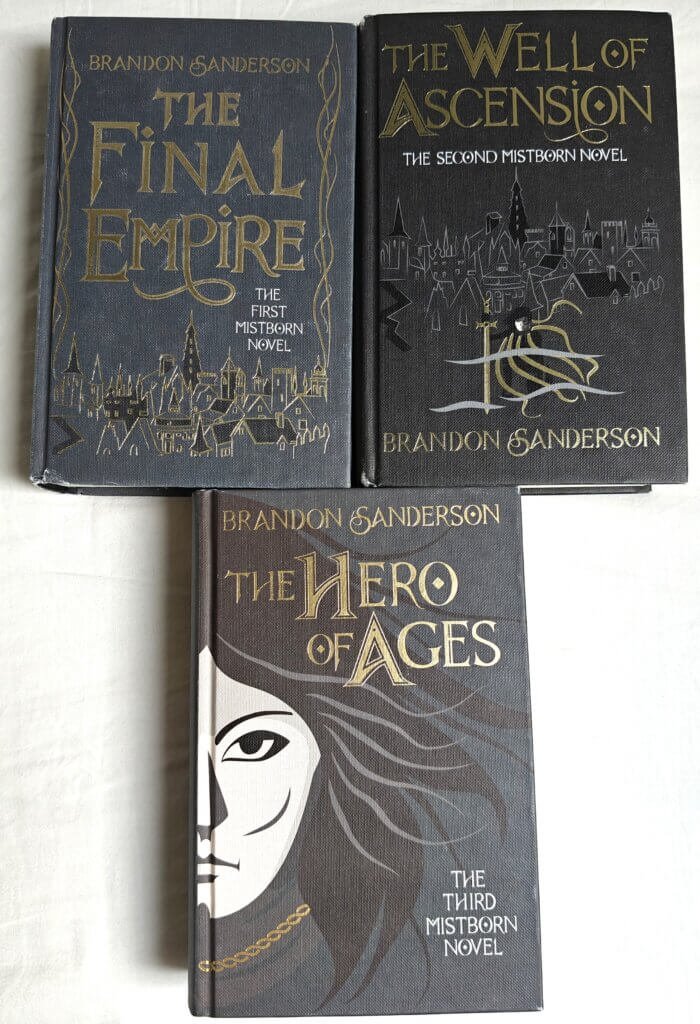 Mistborn reading order showing all three Era 1 novels: The Final Empire, The Well of Ascension and The Hero of Ages - the complete trilogy by Brandon Sanderson