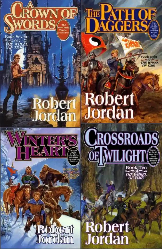 Stop Dreading the Slog: Your Wheel of Time Survival Guide 1 The so-called Wheel of Time slog:books 7-10 (book covers)